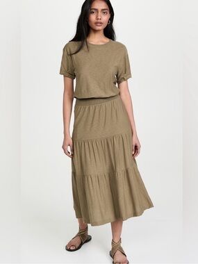 Nation LTD Casual Olive Green Tiered Maxi Dress